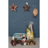 A large quantity of Christmas decorations. To include a group of Reindeers, Baubles & other