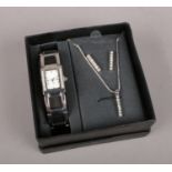 A Via Lucia 181 quartz wristwatch, necklace & earrings. (boxed)