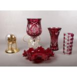 A group of assorted glass wares & anniversary clock.