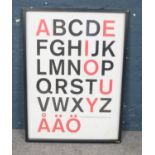A Large Poster depicting the Swedish Alphabet. Dimensions: Height = 92cm, Width = 67cm
