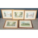 Five framed limited edition prints by John Rudkin, all signed in pencil by the artist. To include
