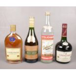 Four full & sealed bottles of Alcohol. Cognac Courvoisier, French Brandy, Stolichnaya Russian