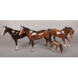 Four ceramic horse figures. Includes Beswick, Royal Doulton etc.