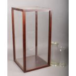 A Perspex display case together with two glass specimen jars. H:50.5cm, W:25cm.