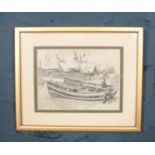 Frank Saltfleet (1860-1937), framed pen & ink sketch 'Flambord' (16.5cm w x 12cm h)