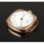 A gents vintage 9ct gold Zenith manual watch head. Not running.