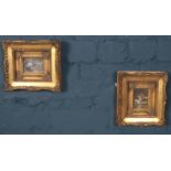Two gilt framed oil on board miniature paintings depicting chickens. (7.5cm x 6cm)