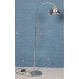 A Modern Chrome floor lamp with chrome shade. (148cm height) working