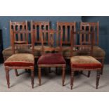 Seven Edwardian and Victorian dining chairs. Including set of four slat back examples, etc.