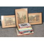 A box of books about Wakefield, along with three framed Louisa Fennell Wakefield prints.