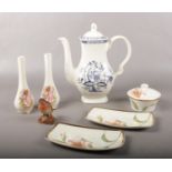 A group of miscellaneous ceramic's. Wedgwood 'Enchanted garden' trinket & pin dishes, Beswick 980