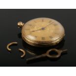 An 18ct gold fob watch by T Ganter. Running. Ring damaged. T.Ganter on the dial.