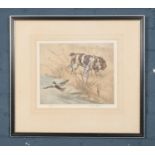 Henry Wilkinson, framed limited edition drypoint etching, Cocker Spaniel. Signed in pencil by the