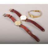 Three wristwatches. Includes Ingersoll and Remio Ronelli manual examples, and a ladies Rotary quartz