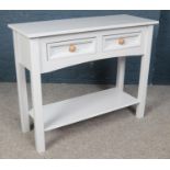 A painted console table with two drawers. ( 90cm w 73cm w)