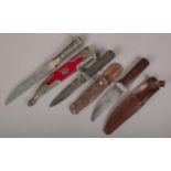 A Series of Three Vintage Unmarked Knives, all with Sheaths.