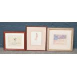 Three framed pictures. Includes Robert Brindley Venice watercolour, Partridge Gardner John's Girl