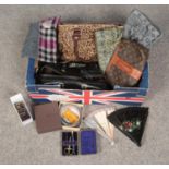 A box of fashion bags, scarf, belts etc.