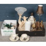 Two Boxes of Miscellaneous. To include Six Table lamps (one Composite example), Two Pieces of