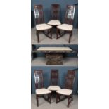 A large Harveys Caesar marble dining table and set of six dining chairs. Height 76.5cm Width 100cm