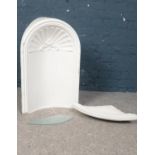 A decorative plaster cast corner alcove with glass shelf. (72cm h 46cm w)
