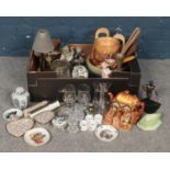 A Box of Miscellaneous. To include: Price Bros. Cottage Ware Teapot and Cruet Set, A Series of