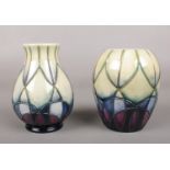 Two Moorcroft ceramic vases by Shirley Hayes. (marked Moorcroft) 10.5 cm height