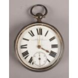 A Wakefield and Ossett Silver Pocket Watch. Assayed for Chester, 1889. Cartouche Engraved on the