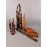 A Collection of African Tribal Art. To include Carved Busts and Elephant Pen/Pencil Holders.