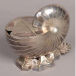 A Mappin & Webb Nautilus spoon warmer. H:15cm, W: 16cm. Stamped to the side.