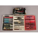 Four Boxes of Fountain Pens and Spares/Repairs. To include examples from Parker and Platinum.