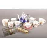 A group of mostly ceramics. To include a St Petersburg Russian hand-painted teapot, eight royal