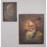 Two signed oil on canvases both depicting portraits of men. One canvas is signed by W R E Goodrich