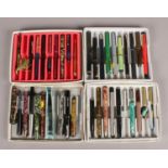 Four Boxes of Fountain Pens, Mechanical Pencils and Spare Parts for Pens. To include examples from
