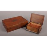 Two Hardwood Jewellery Boxes: One musical, the other with Baize insert.