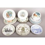 A Box of Assorted Christmas Ceramic Plates. Includes examples from Royal Worcester, Royal Grafton
