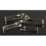 Four Silver sugar tongs. To include two Charles Boyton examples assayed in London in 1849 & 1927,