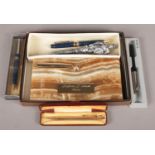 An assortment of Stationary. Includes a Sheaffer Desk Set (Personalised Plaque), Yard o Led
