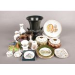 A Box of Assorted Ceramics. To Include a 1950's Wedgwood Twin Handled Urn, Galway Ceramics and a