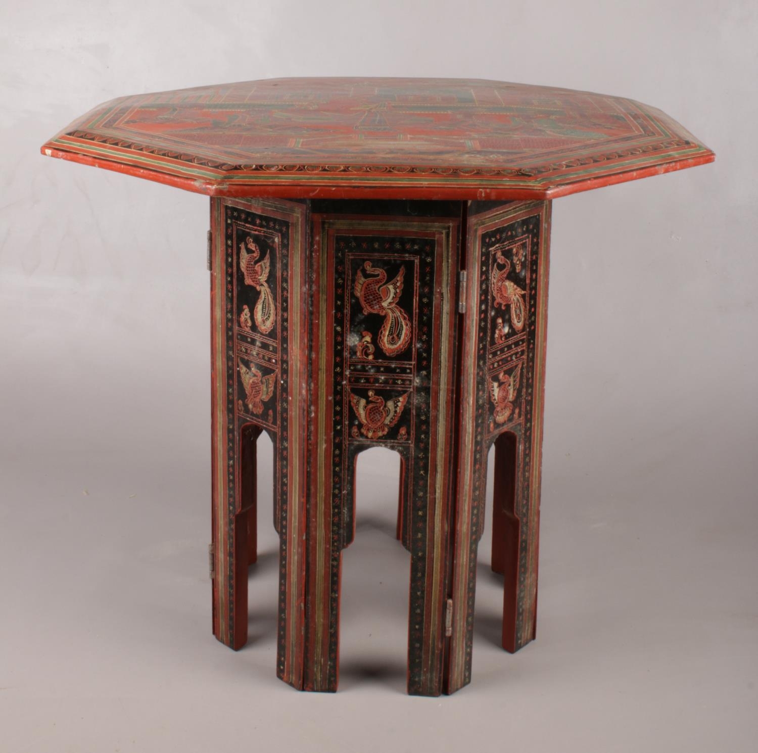 A Burmese lacquered octagonal table.