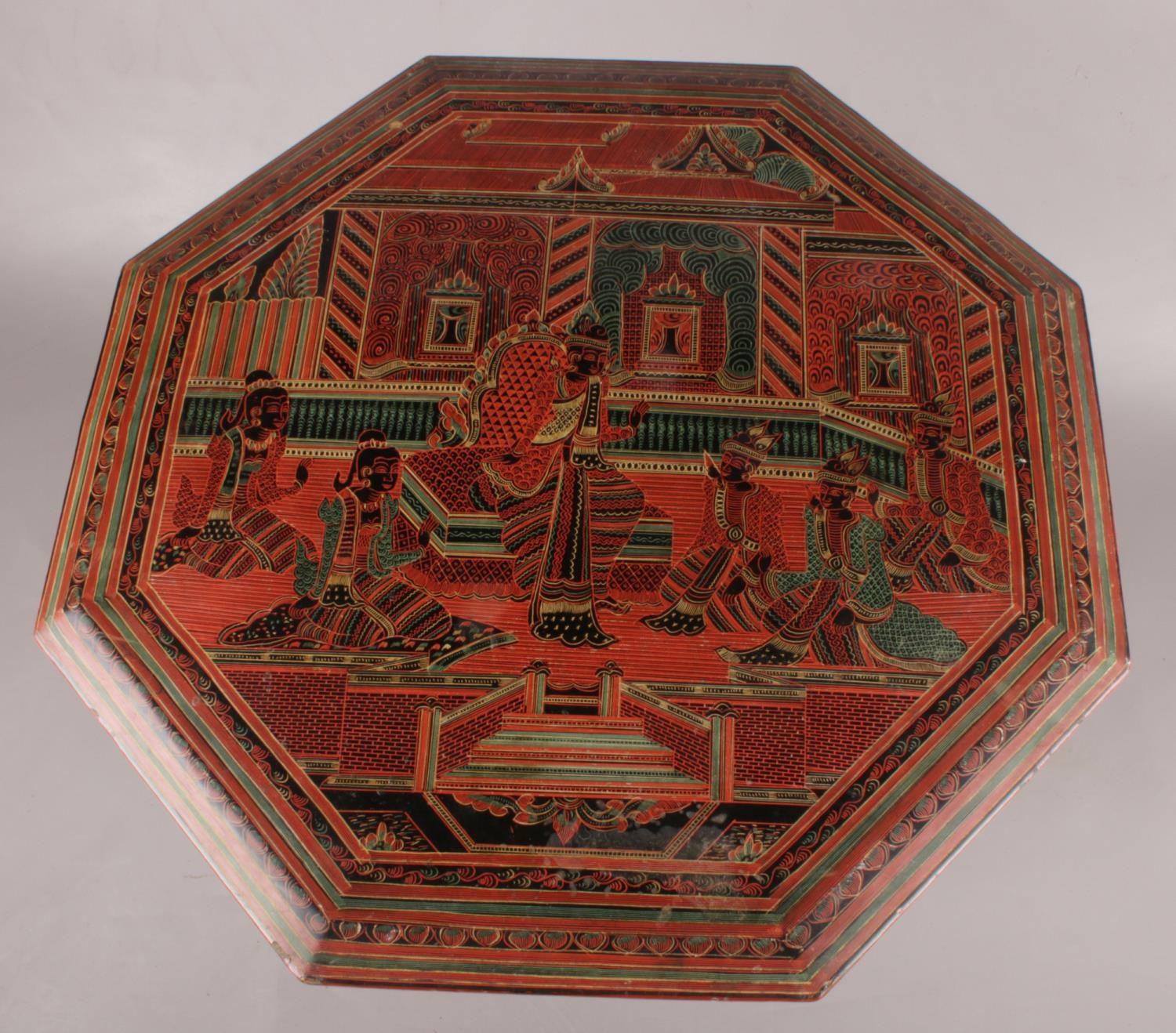 A Burmese lacquered octagonal table. - Image 2 of 2