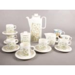 A Hornsea pottery 'Fleur' coffee set. Coffee pot, 6 coffee cups/saucers, milk jug & sugar bowl and