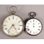A Silver Pocket Watch with Engine Turned back, Assayed for Chester 1881, along with another example.