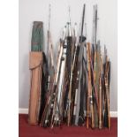A large quantity of fishing rods. Includes sea rods, fly rods, match rods etc.