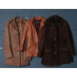 Three vintage coats/jackets. Including AB Skincraft leather jacket, Sheep skin coat, etc.