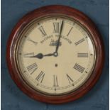 A Mahogany Railway Regulator Circular Wall Clock. Condition Fair, Glass Cracked on Face.