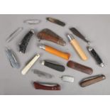 A collection of folding knives. Includes Saynor, Richards, Rodger etc.