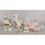A group of assorted ceramic figurines. Dresden etc