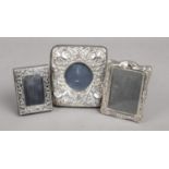 A collection of Three Silver Photo Frames. Includes One stamped for London 1970.