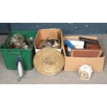 Three boxes of miscellaneous. Cut crystal glassware's, Maylingware, boxed silver plate flatware etc